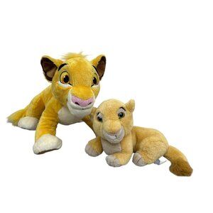 Vtg Disney Lion King Simba & Nala Cub Baby Plushies Stuffed Animal Set